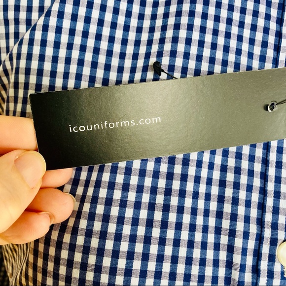 ICO Long Sleeve Blue/White Gingham Button Up Top Shirt - Picture 5 of 10